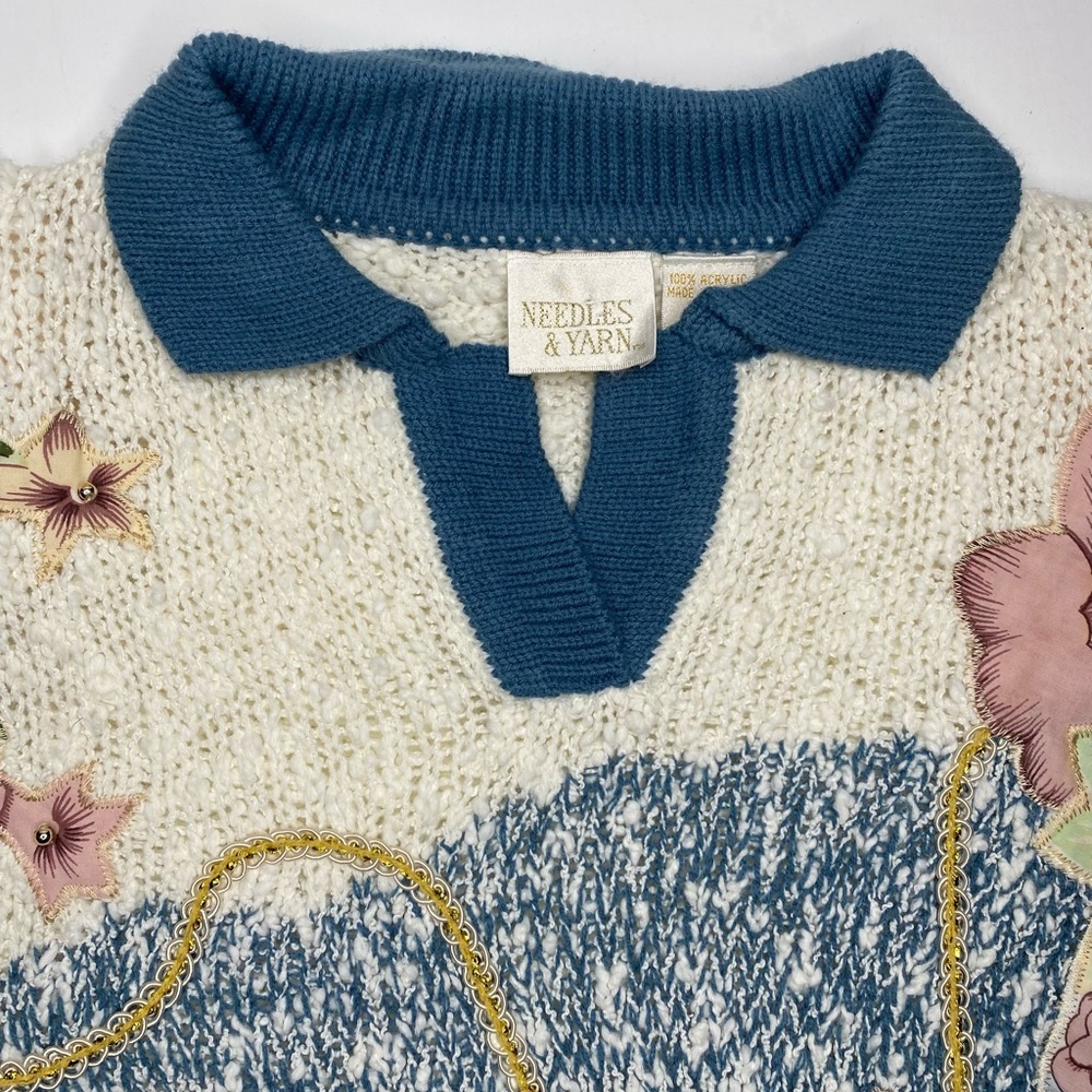 Vintage Needles and Yarn Embroidered  Sweater